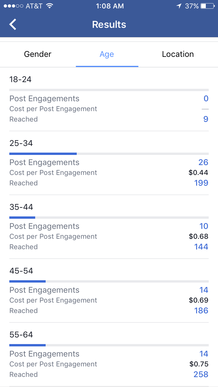 Facebook Ad demographics