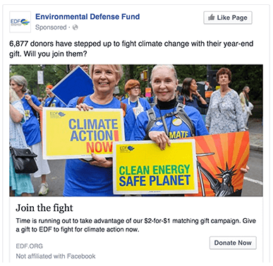 Environmental Defense Fund Facebook Advertising