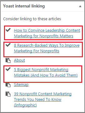 yoast internal link building plugin
