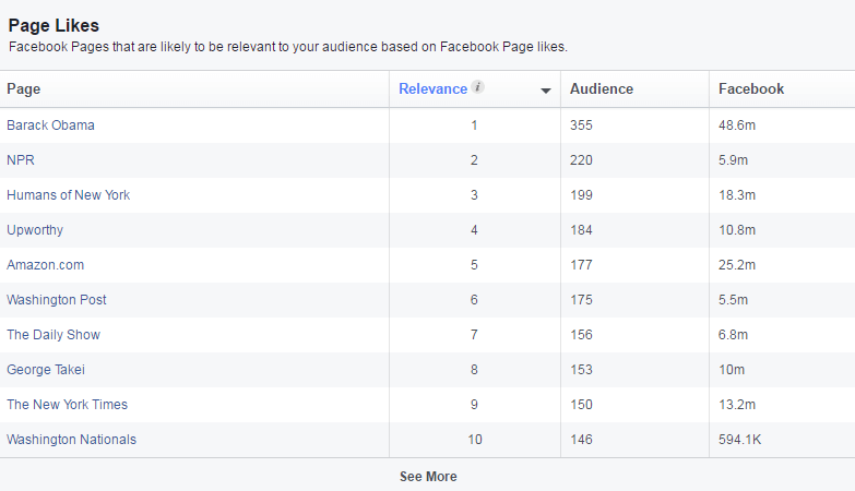 Audience Insight Page Likes - Nonprofits Source