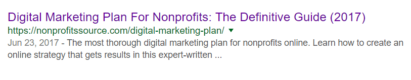 digital marketing plan search results - nonprofits source