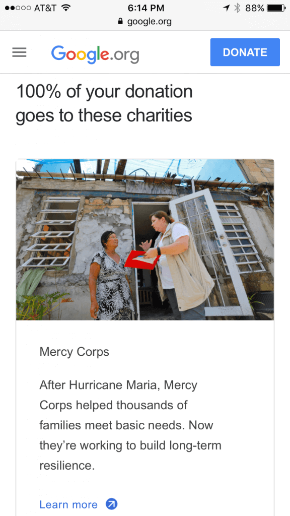 Google Puerto Rico Relief - Mobile Giving & Fundraising 3
