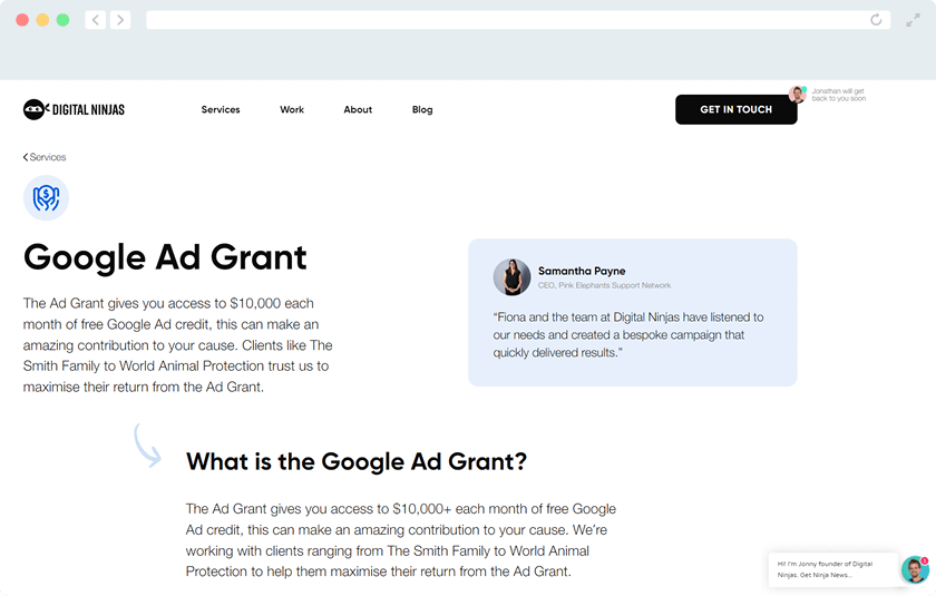 Explore Digital Ninjas' website to learn more about their Google Grants management services.