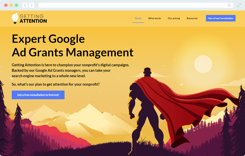 Take a look at Getting Attention's website to learn more about this full-service Google Grants manager.