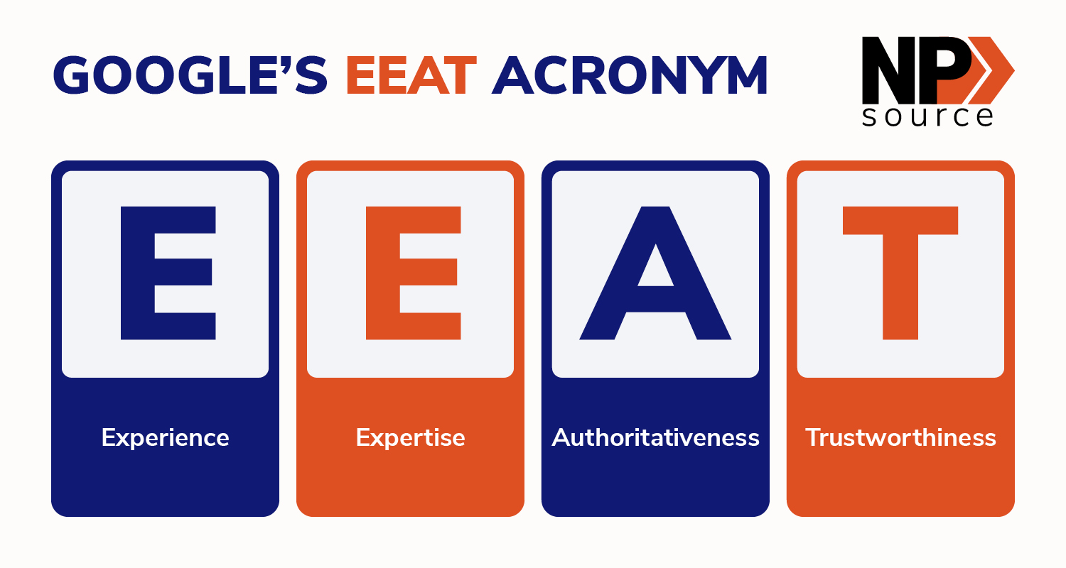 This image explains the E-E-A-T content quality acronym.