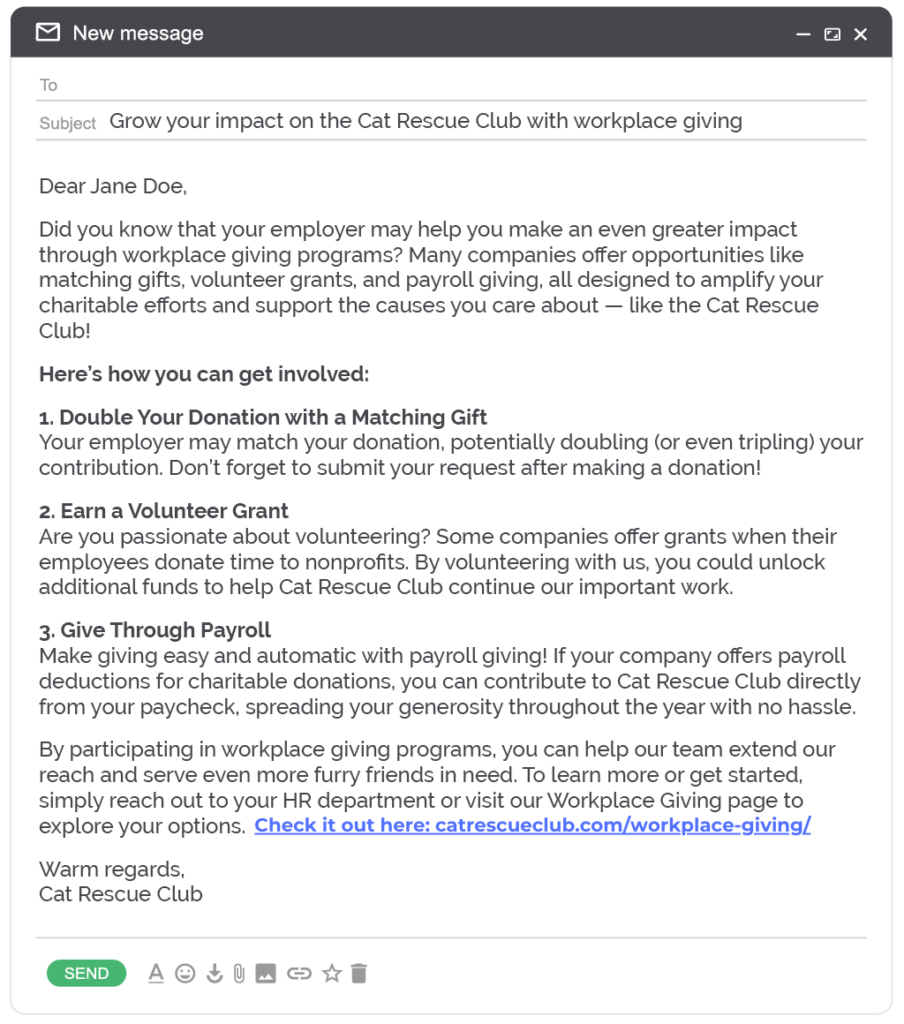 Marketing workplace giving with email